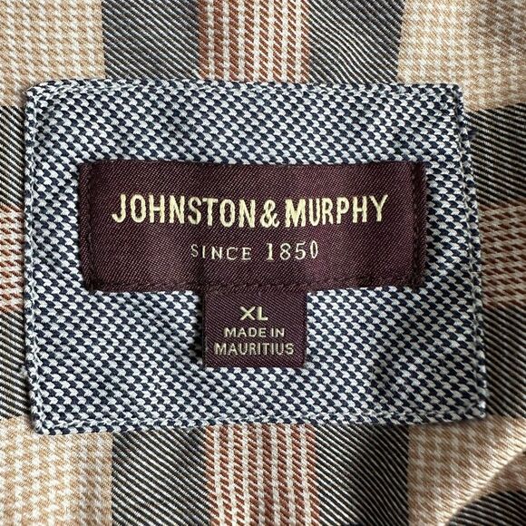 Johnston & Murphy Plaid Button Down Shirt Long Sleeve Cotton Mens XL - Picture 2 of 14
